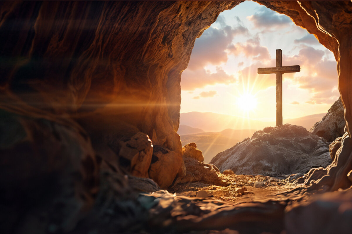 The empty cross at the tomb